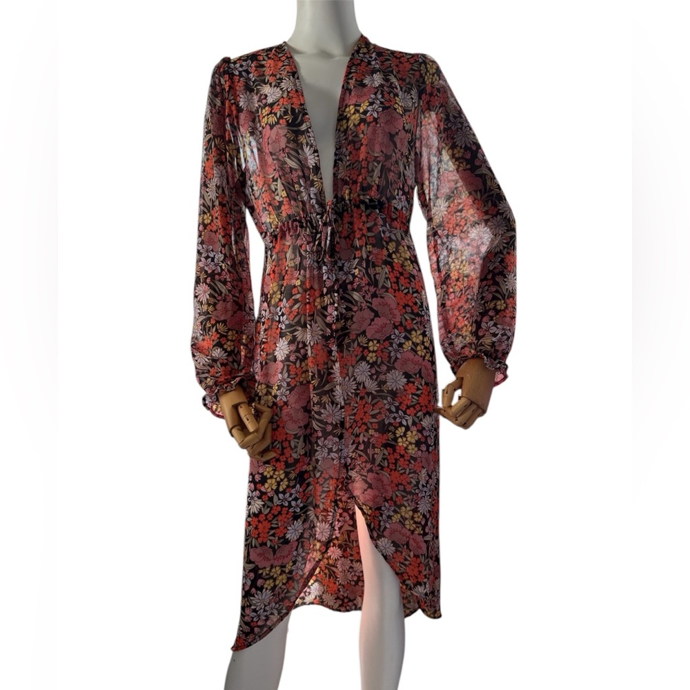 Liberty Love Floral Boho Open Sheer Kimono Whimsigoth Long Flowy Duster Cover Up